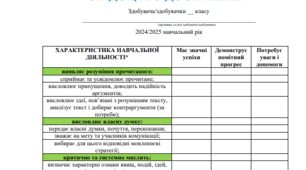 Свідоцтво досягнень учнів 5-7 класів НУШ