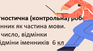 Діагностувальна (контрольна) робота № 5. Іменник як частина мови. Рід, число, відмінки та відміни іменників 