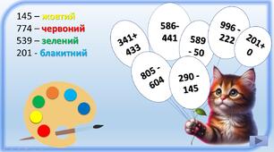 Інтерактивний тренажер-розфарбовка з математики "Допоможи Барсику!"