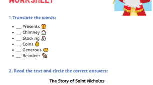 Saint Nicholas Day Worksheet