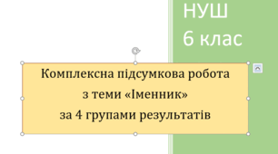 Комплексна підсумкова робота з теми "Іменник" за 4 групами результатів