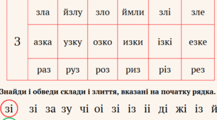 Цікаві склади з буквою З.   1 клас