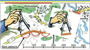 Практичні роботи №5-7 "Визначення координат вибраних точок на карті України. Визначення відстаней, площ, напрямків, абсолютної та відносної висот за топографічною картою. Визначення кутів орієнтування"".