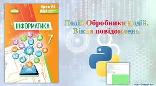 7 клас 28 урок НУШ. Події. Обробники подій. Вікна повідомлень