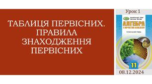 Презентація "Таблиця первісних. Правила знаходження первісних"