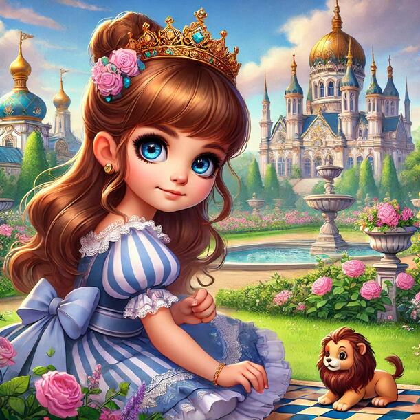 дівчинка єва грається у королівському саду