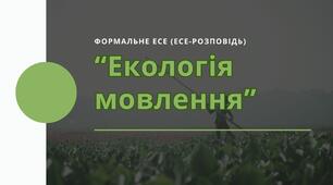 Контроль мовлення. Формувальне есе-розповідь "Екологія мовлення"