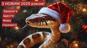 Розтяжка " З новим 2025 роком" у вигляді кульки.