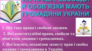 Презентація: "ЯКІ ПРАВА, СВОБОДИ Й ОБОВ’ЯЗКИ МАЮТЬ ГРОМАДЯНИ УКРАЇНИ"