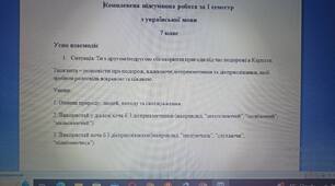 Комплексна підсумкова робота з української мови за І семестр 7 клас за 4 групами результатів