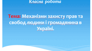 Механізми захисту прав та свобод людини і громадянина в Україні.