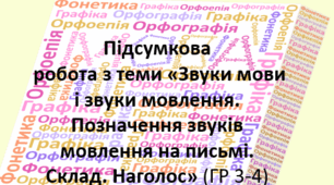 Підсумкова робота 5кл. з теми «Звуки мови і звуки мовлення.  Позначення звуків мовлення на письмі. Склад. Наголос» (ГР 3-4)