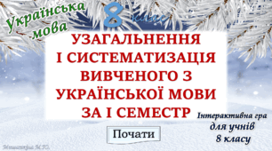 Повторення вивченого з української мови за 1 семестр 8 клас НУШ