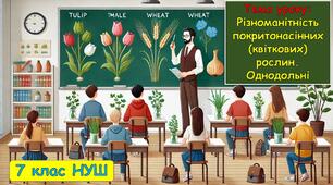 Презентація з біології для учнів 7 класу НУШ. Тема уроку: Різноманітність покритонасінних (квіткових) рослин. Однодольні.