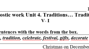 Діагностувальна робота 7 клас   Unit 4. Traditions... Traditions