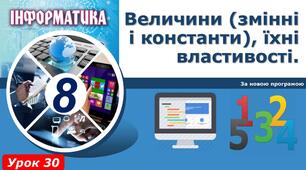 Алгоритми роботи з об’єктами та величинами. Інструктаж з БЖД. Величини (змінні і константи), їхні властивості.