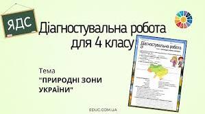 4-Є Діагностична робота. Природні зони України, 4 клас