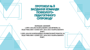 ПРОТОКОЛ № 3 засідання команди психолого-педагогічного супроводу