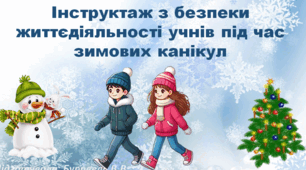 Інструктаж з безпеки життєдіяльності учнів під час зимових канікул.