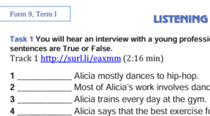 Test 9 / LISTENING / 9 клас, 1 семестр, АУДІЮВАННЯ