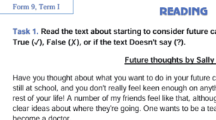Test 9 / READING / 9 клас, 1 семестр, ЧИТАННЯ