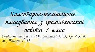 Календарно-тематичне планування з громадянської освіти 7 клас НУШ