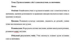 План-конспект "Групи вставних слів і словосполучень за значенням"