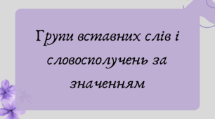 Презентація "Групи вставних слів і словосполучень за значенням"