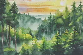 Картина Акварельний малюнок лісу