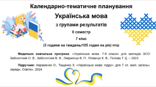 Календарно-тематичне планування. Українська мова. 7 клас на ІІ (2) семестр з групами результатів (НУШ)