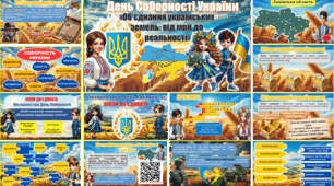День Соборності України (презентація+конспект+оформлення+роздатковий матеріал). Виховна година «Об’єднання українських земель: від мрії до реальності»