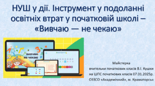 НУШ у дії. Інструмент у подоланні освітніх втрат  у початковій школі - "Вивчаю - не чекаю"