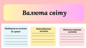Практичні завдання з фінансової грамотності з теми "Валюта світу"