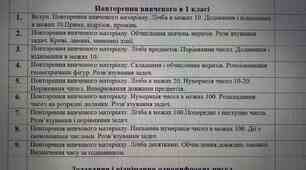 Календарне планування з математики 2 клас НУШ (Листопад)