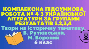 КПР ЗА ГРУПАМИ РЕЗУЛЬТАТІВ ГР 1, 2, 3, 4. ТВОРИ НА ІСТОРИЧНУ ТЕМАТИКУ: В. РУТКІВСЬКИЙ, М. ВОРОНИЙ