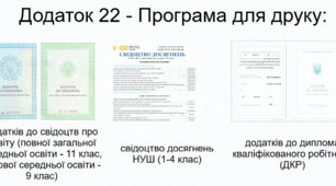 Додаток 22 - Програма для друку додатків до свідоцтва 9, 11 класів