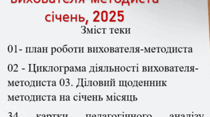 Діловий щоденник вихователя-методиста ЗДО січень, 2025