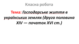 Господарське життя в українських землях (друга половина XIV — початок XVI ст.)