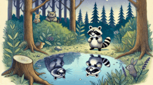 "  Little Raccoon and the One Who Sits in the Pond" by Lilian Moore Adapted for reading by Larysa Kovalchuk