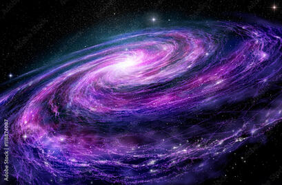 фотографія Spiral galaxy, 3D illustration of deep space object., 40x26.7 cm