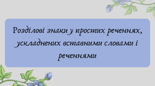 План-конспект та презентація "Розділові знаки у простих реченнях, ускладнених вставними словами і реченнями"