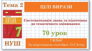 7 клас. Алгебра (НУШ). Урок№70. Систематизація знань та підготовка до тематичного оцінювання