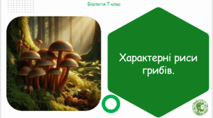 Презентація, конспект уроку та робочі аркуші на тему "Характерні риси грибів". 7 клас НУШ