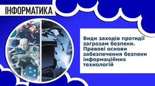 Види заходів протидії загрозам безпеки. Правові основи забезпечення безпеки інформаційних технологій