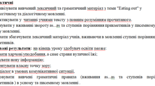 урок на тему Eating out.