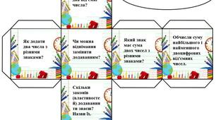 Кубик Блума математика 6 клас НУШ "Додавання і віднімання раціональних чисел"