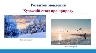 Урок на тему "Художній етюд про природу" (5 клас).