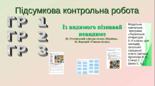 Підсумкова контрольна робота. Із видимого пізнавай невидиме . ГР 1. Г Р 2. ГР 3. (В. Рутківський «Джури козака Швайки»,  М. Вороний «Євшан-зілля»). Українська література. 6 клас