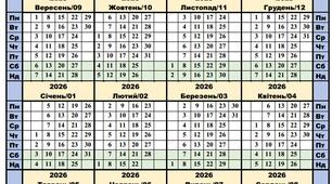 Календар на 2025-2026 навчальний рік