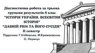 Діагностична робота за трьома групами результатів "ДАВНІЙ РИМ ТА ЙОГО СУСІДИ” Хлібовська, Крижанівська, Наумчук